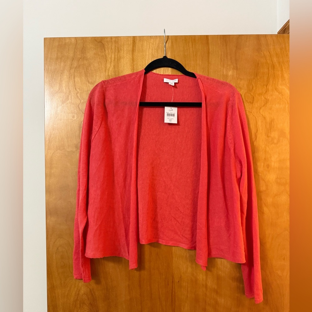 J. Jill Cardigan Sweater Linen Rayon Blend Open Front NWT Petite Medium PM MP